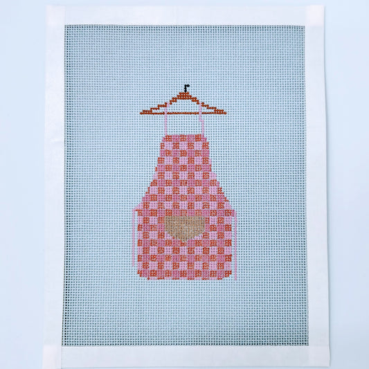 Pink Gingham Apron Needlepoint Canvas